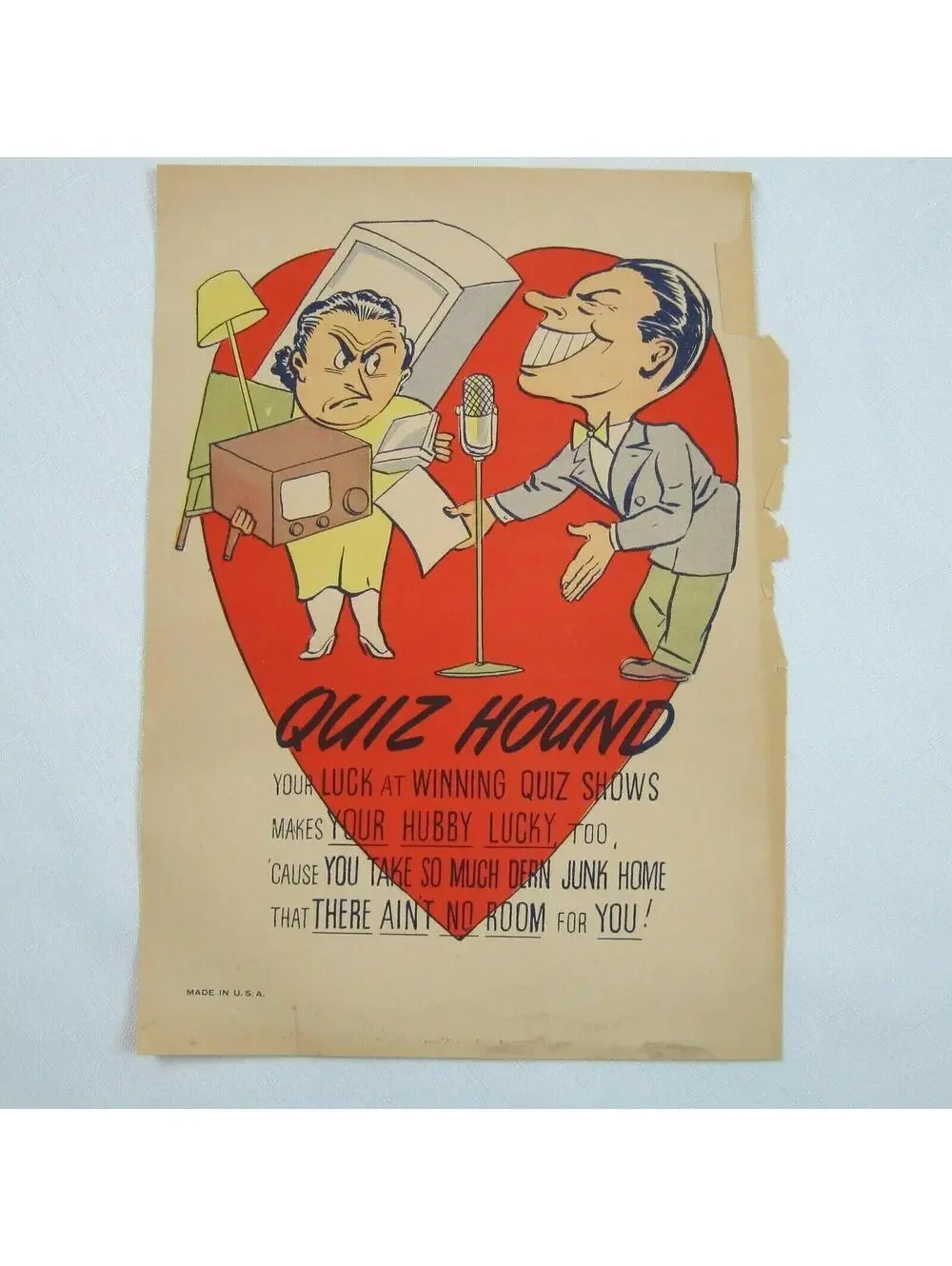 Vintage Vinegar Valentine Quiz Hound Penny Dreadful Sarcasm Insult Poem Ephemera